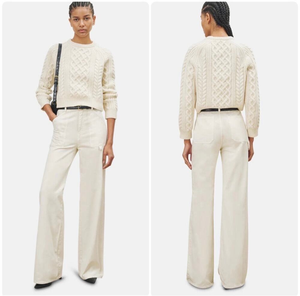 Nili Lotan Quentin Pant High Rise Wide Leg Utility Trouser Size 8